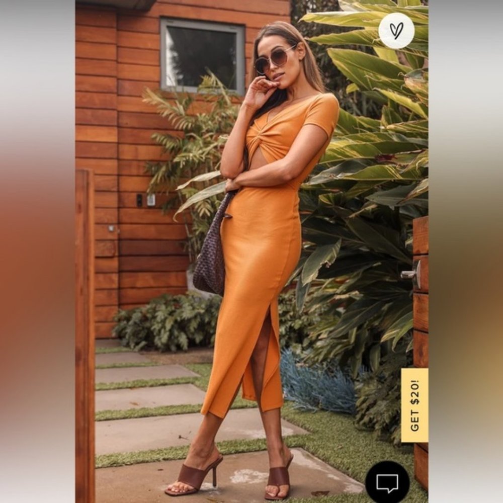 Lulu's Orange Midi Dress